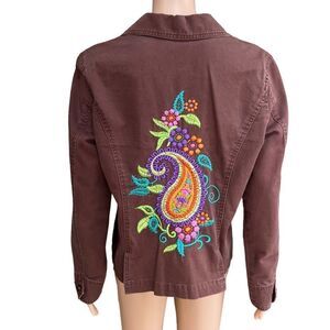 Tco. Women’s Maroon color jacket with embroidered back size XL